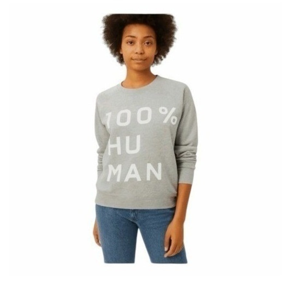 Everlane The 100% Human Typography French Terry Sweatshirt Gray White S